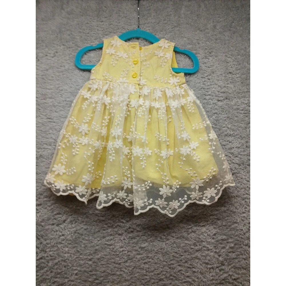 Gymboree Baby Girl Yellow Dress Size 3-6 Months Floral Lace Wedding Easter Event